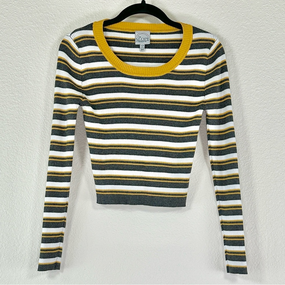 Striped‎ Long Sleeve Ribbed Crop Top The Slope Brooklyn NY